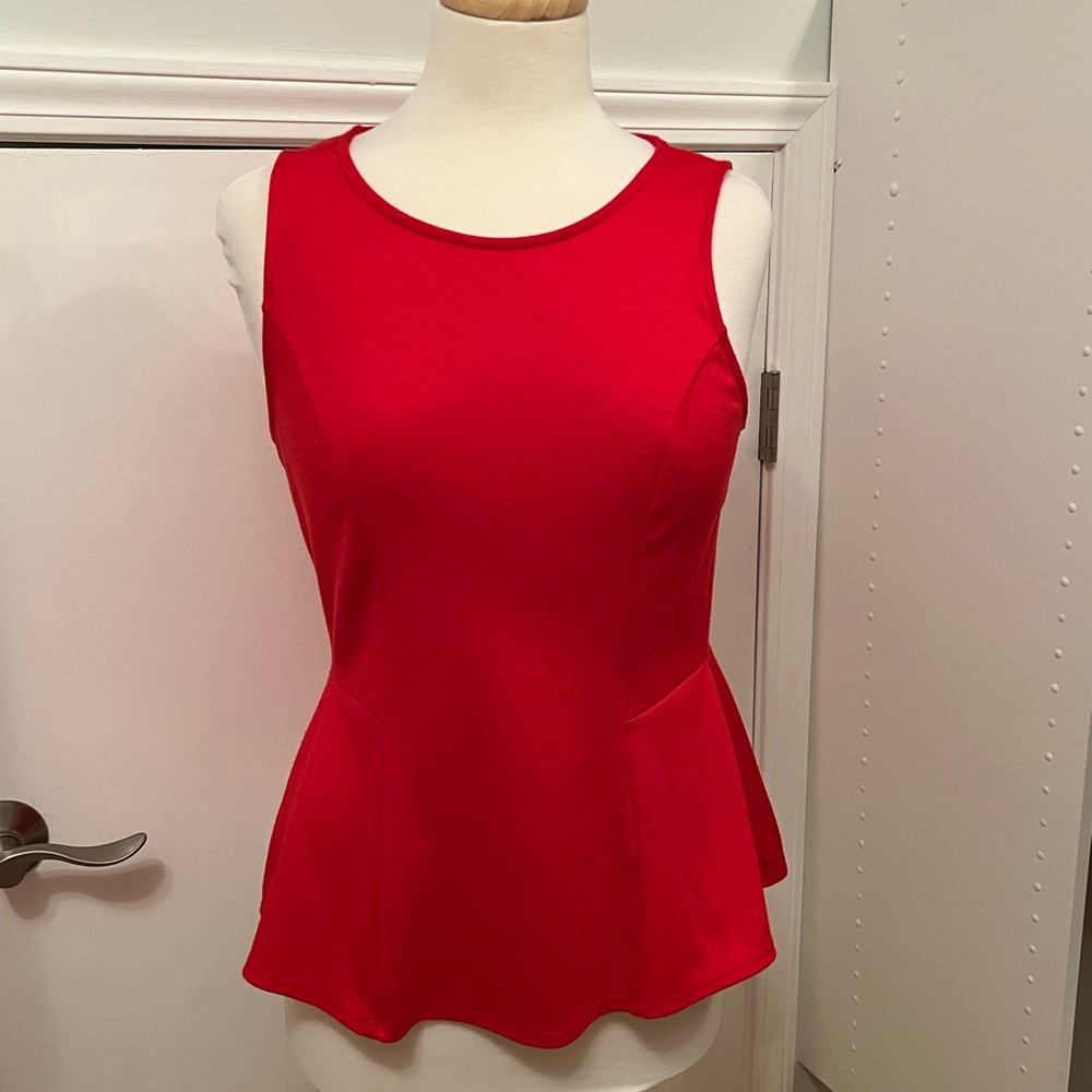 Red Peplum Top by Green Envelope